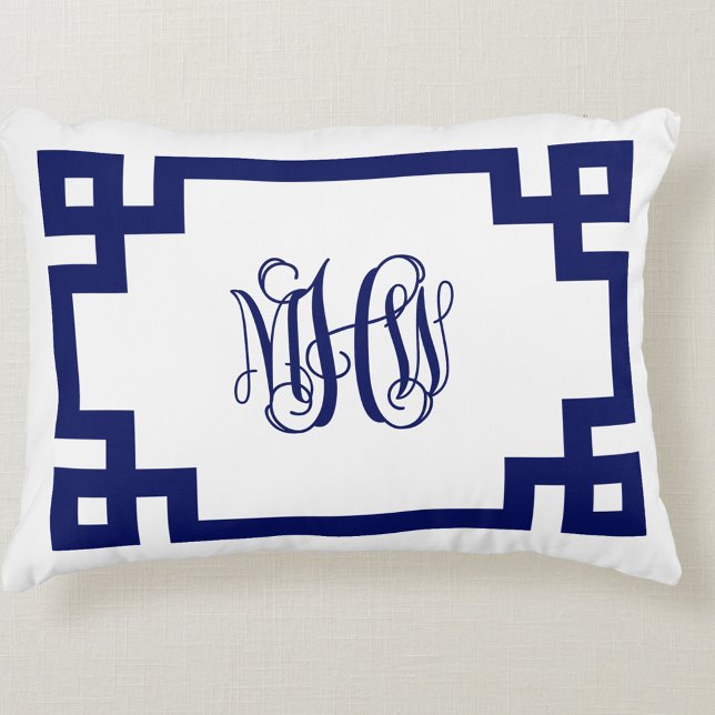 White Navy Griechisch Key Vinci Monogram DIY BG Dekokissen (Von Creator hochgeladen)