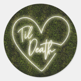 White Neon Boxwood Til Death Wedding Runder Aufkleber