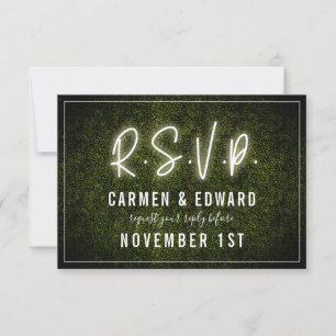 White Neon Boxwood Wedding RSVP
