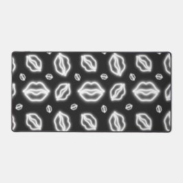 White Neon Kiss Schreibtischunterlage