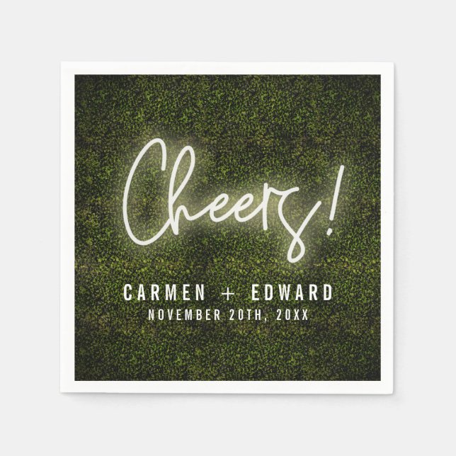 White Neon Lights Cheers Wedding Serviette (Vorderseite)