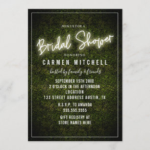 White Neon Sign Brautparty Einladung