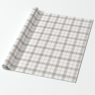 White Neutral Christmas Tartan Kariert Geschenkpapier