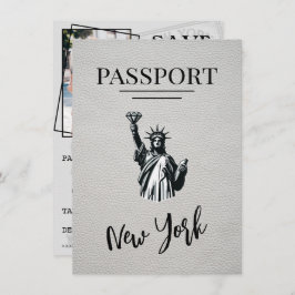 White New York City Passport Save the Date