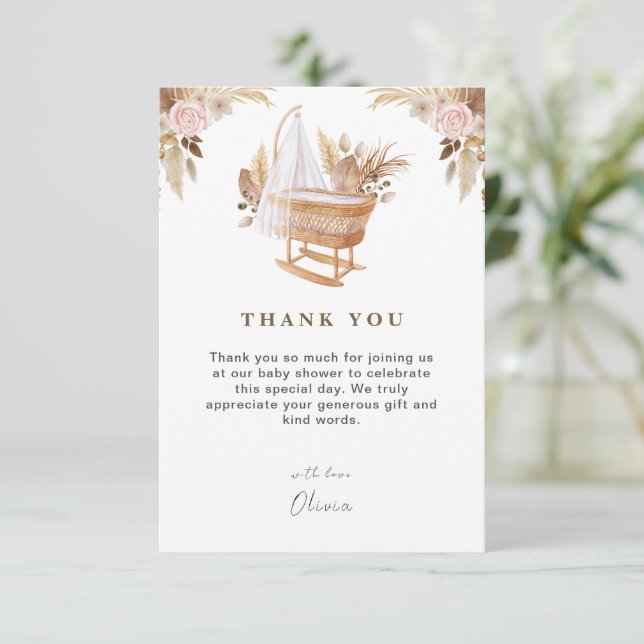 White Niedlich Watercolor Blume Kinderdusche Dankeskarte (Stehend Vorderseite)