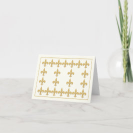 White Note Card mit Gold Color Fleur-de-Lis Karte