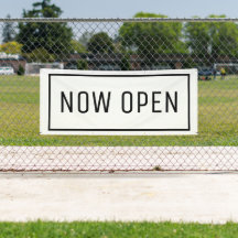 White Now Open Banner