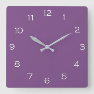 White Numbers On Purple wccn Quadratische Wanduhr
