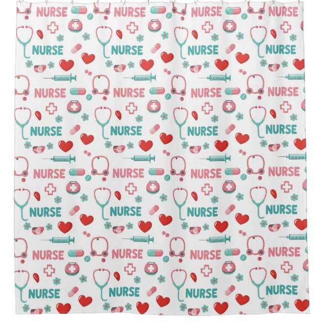 White Nurse Life Seamless Pattern (1) Duschvorhang (Vorderseite)