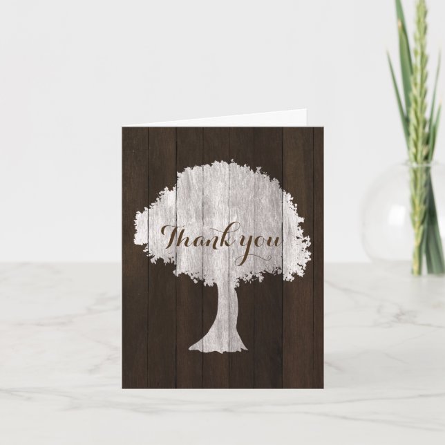 White Oak Tree Rustic Wedding Dankeschön Karte (Vorderseite)