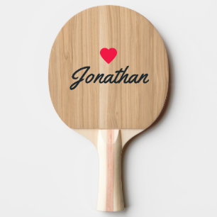 White Oak Wood Vintage Herz Signatur Tischtennis Schläger