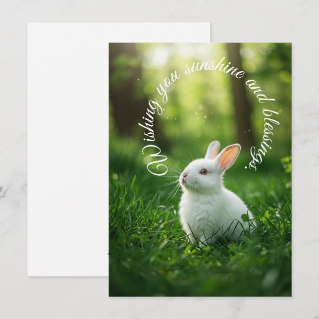 White Oaster Bunny Feiertagskarte (Vorne/Hinten)
