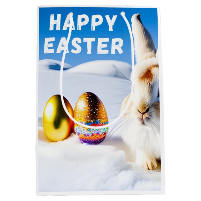 White Oaster Bunny Mittlere Geschenktüte (Vorderseite)