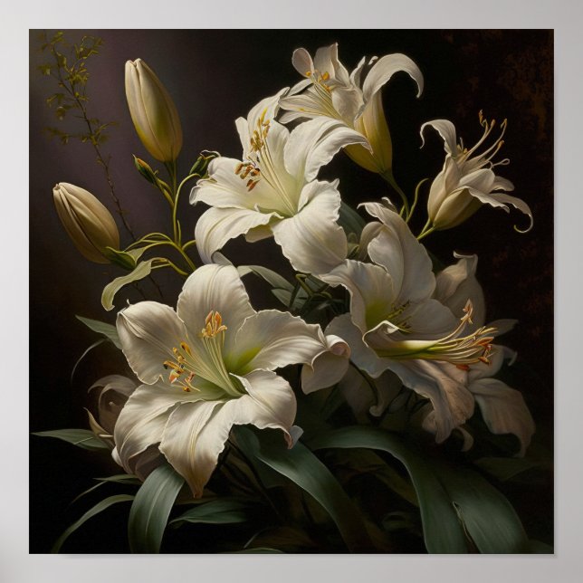 White Oaster Lilis Blume Art Print Poster (Vorne)