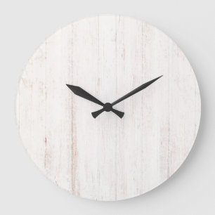 White Old Wood Background Große Wanduhr
