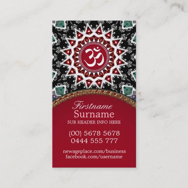 White Om Reiki Yoga New Age Business Cards Visitenkarte