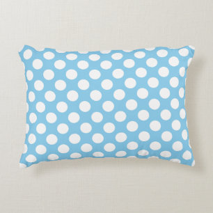 White on Baby Blue Large Size Polka Dots Dekokissen