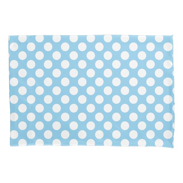 White on Baby Blue Large Size Polka Dots Kissenbezug (Vorderseite)