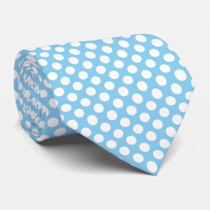 White on Baby Blue Large Size Polka Dots Krawatte