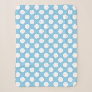 White on Baby Blue Large Size Polka Dots Sherpadecke