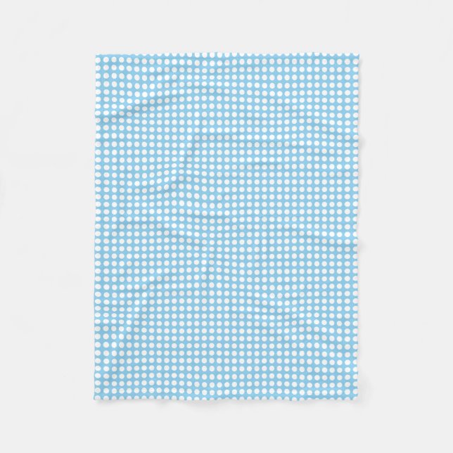 White on Baby Blue Small Horizontal Polka Dots Fleecedecke (Vorderseite)