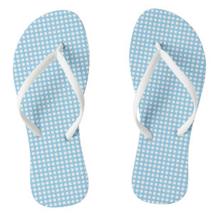 White on Baby Blue Small Horizontal Polka Dots Flip Flops