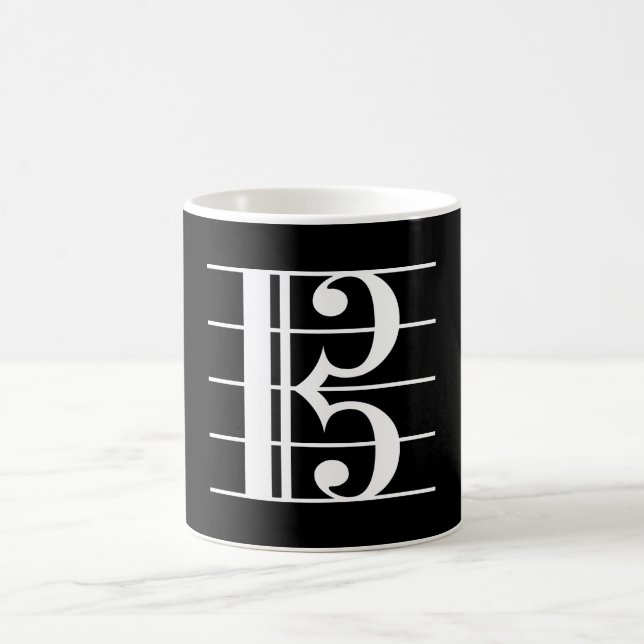 White-on-Black Alto Clef Kaffeetasse (Mittel)