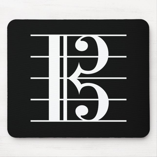 White-on-Black Alto Clef Mousepad (Vorne)