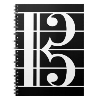 White-on-Black Alto Clef Notizblock