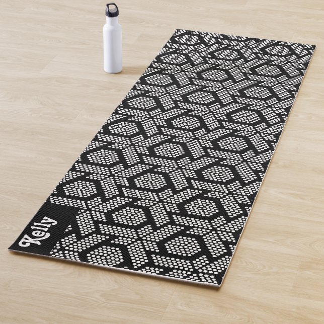 White on black dots geometric pattern yogamatte (Beispiel)