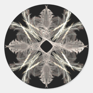 White on Black Fraktal Art Design Runder Aufkleber