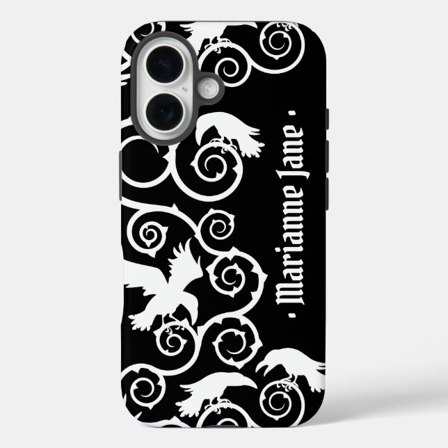 White on Black Hexe Gothic Viktorianisch Raven Got Case-Mate iPhone Hülle (Rückseite)