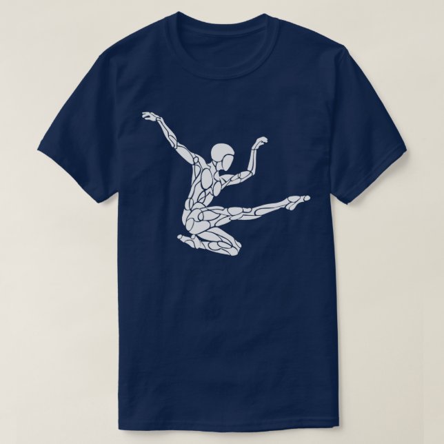 White on Black Jump Kick Dance für Athlete Gymnast T-Shirt (Design vorne)