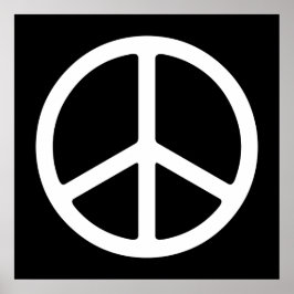 White on Black Peace Symbol Art Print Poster