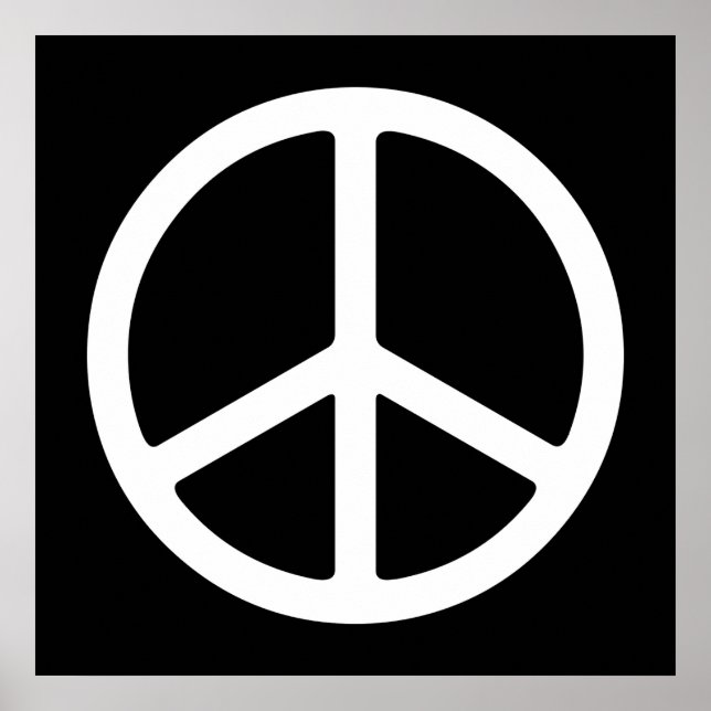 White on Black Peace Symbol Art Print Poster (Vorne)