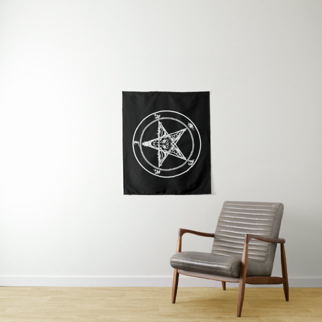 White on Black Satanic Altar Tapestry Wandteppich (Beispiel)