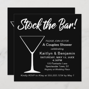 White on Black Stock die Bar Script Couples Dusche Einladung