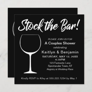 White on Black Stock die Bar Script Couples Dusche Einladung