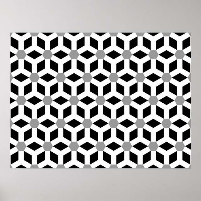 White on Black Tiled Hex Poster (Vorne)