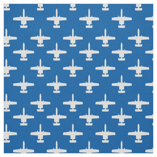 White on Blue A-10 Warthog Attack Jet Muster Stoff (Muster)