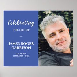 White On Blue Celebration of Life Memorial Foto P Poster