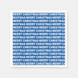 White on Blue Christmas Typografy Paper Napkin Serviette