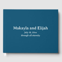 White on Blue Minimalistisch Wedding Gästebuch