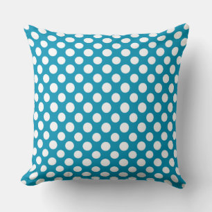 White on Bright Blue Jumbo Polka Dots Kissen