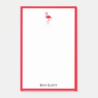 White on Bright Cherry Red Flamingo & Border, Name