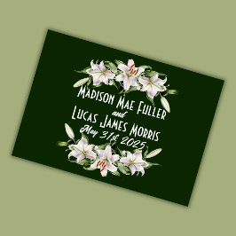 White on Deep Green Calla Lilies Wedding Dankeskarte