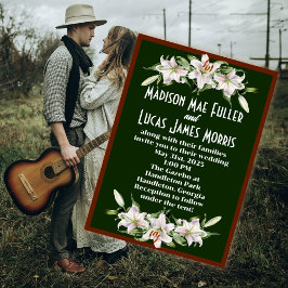 White on Deep Green Calla Lilies Wedding Einladung