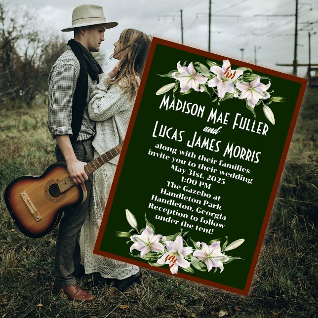 White on Deep Green Calla Lilies Wedding Einladung (Von Creator hochgeladen)