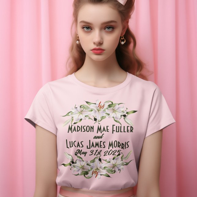 White on Deep Green Calla Lilies Wedding T-Shirt (Von Creator hochgeladen)