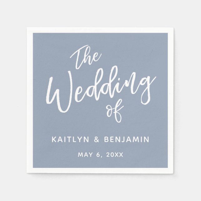 White on Dusty Blue Typografie The Wedding of Serviette (Vorderseite)